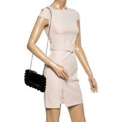 RED Valentino Black Leather Rock Ruffles Pochette Bag