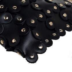 Pre Owned RED Valentino Black Leather Flower Puzzle Pochette Bag