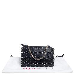 Pre Owned RED Valentino Black Leather Flower Puzzle Pochette Bag