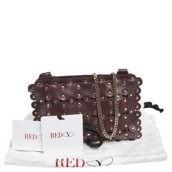 Pre Owned RED Valentino Plum Leather Flower Puzzle Pochette Bag