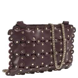 Pre Owned RED Valentino Plum Leather Flower Puzzle Pochette Bag