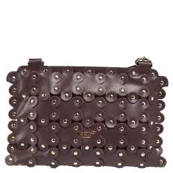 Pre Owned RED Valentino Plum Leather Flower Puzzle Pochette Bag
