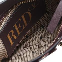 Pre Owned RED Valentino Plum Leather Flower Puzzle Pochette Bag