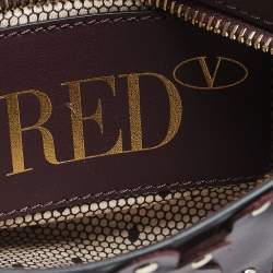 Pre Owned RED Valentino Plum Leather Flower Puzzle Pochette Bag