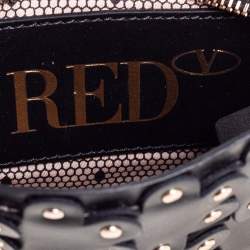RED Valentino Black Leather Flower Puzzle Pochette Bag