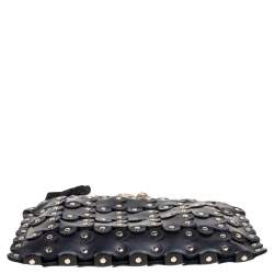 RED Valentino Black Leather Flower Puzzle Pochette Bag