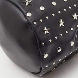 RED Valentino Black Leather Studded Drawstring Bucket Bag