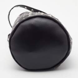 RED Valentino Black Leather Studded Drawstring Bucket Bag