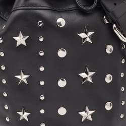 RED Valentino Black Leather Studded Drawstring Bucket Bag