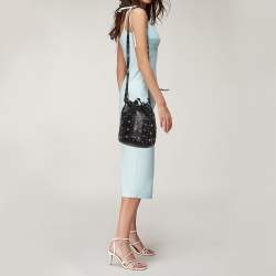 RED Valentino Black Leather Studded Drawstring Bucket Bag