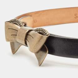 Pre Owned Red Valentino Black Leather Crystal Embellished Wrap Slim Belt S