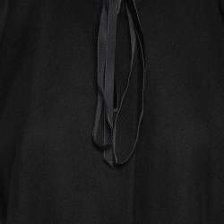 RED Valentino Black Wool Blend Ruffled Mini Overcoat L