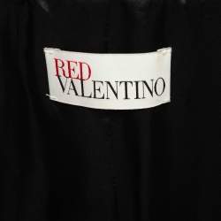 RED Valentino Black Wool Blend Ruffled Mini Overcoat L