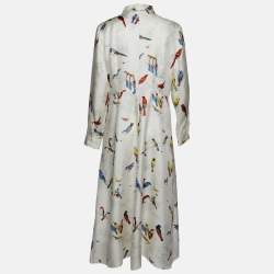 Pre Owned RED Valentino White Bird Print Silk Long Dress L