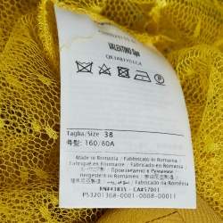 Pre Owned RED Valentino Yellow Tulle Bow Tie Detail Sheer Blouse S