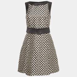 RED Valentino Black/Gold Floral Jacquard Belted Mini Dress S