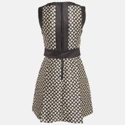 RED Valentino Black/Gold Floral Jacquard Belted Mini Dress S