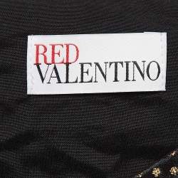 RED Valentino Black/Gold Floral Jacquard Belted Mini Dress S