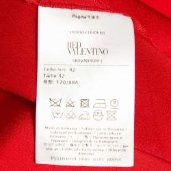 RED Valentino Red  Crepe Tie-Up Neck Ruffled Mini Dress M