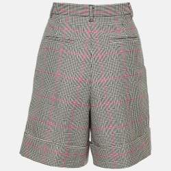 Pre Owned RED Valentino Cream Houndstooth Check Wool Blend Shorts S