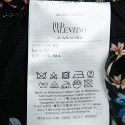 Pre Owned RED Valentino Black Floral Print Silk Ruffled Mini Dress M