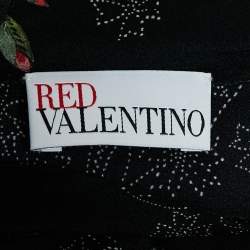 Pre Owned RED Valentino Black Floral Print Silk Ruffled Mini Dress M