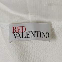 RED Valentino White Tulle and Cotton Knit Half Sleeve Hoodie XS