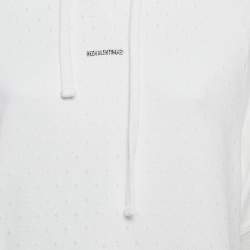 RED Valentino White Tulle and Cotton Knit Half Sleeve Hoodie XS