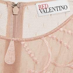 RED Valentino Peach Pink Floral Embroidered Tulle Maxi Dress M