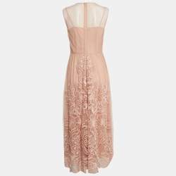 RED Valentino Peach Pink Floral Embroidered Tulle Maxi Dress M