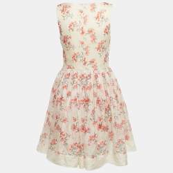 RED Valentino Cream Daisy Silk Mini Dress XS