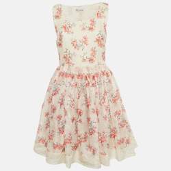 RED Valentino Cream Daisy Silk Mini Dress XS