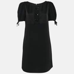 RED Valentino Black Crepe Bow Detail Mini Dress M