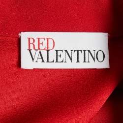 Pre Owned RED Valentino Red Sateen Peter Pan Bow Collar Mini Dress S