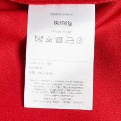 Pre Owned RED Valentino Red Sateen Peter Pan Bow Collar Mini Dress S