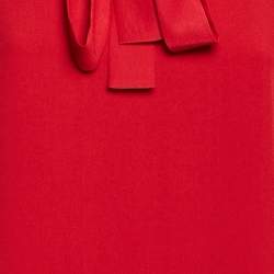 Pre Owned RED Valentino Red Sateen Peter Pan Bow Collar Mini Dress S