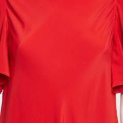 RED Valentino Red Crepe Ruffled Sleeve Mini Dress S
