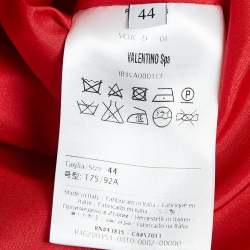 Pre Owned RED Valentino Red Studded Leather Collar and Wool Sleeveless Midi Dress M