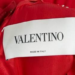 Pre Owned RED Valentino Red Studded Leather Collar and Wool Sleeveless Midi Dress M