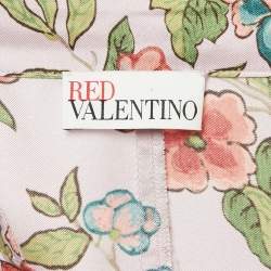 Pre Owned RED Valentino Pink Floral Silk Buttoned Midi Dress L