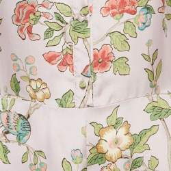 Pre Owned RED Valentino Pink Floral Silk Buttoned Midi Dress L