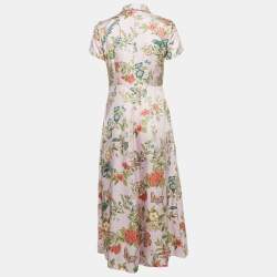 Pre Owned RED Valentino Pink Floral Silk Buttoned Midi Dress L