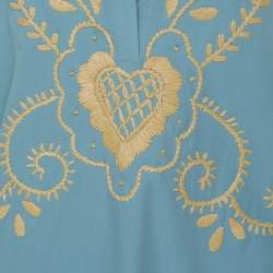 Pre Owned RED Valentino Light Blue Cotton Embroidered Blouse M