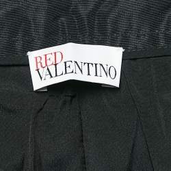 RED Valentino Black Faille Pleated Knee Length Skirt M
