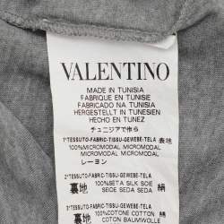 Pre Owned RED Valentino Grey Modal Lace Detailed T-Shirt S