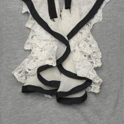 Pre Owned RED Valentino Grey Modal Lace Detailed T-Shirt S