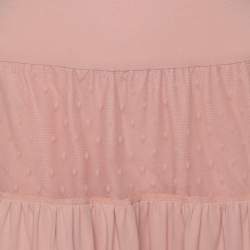 Pre Owned RED Valentino Pink Cotton and Lace T-shirt Long Dress XS