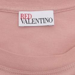 Pre Owned RED Valentino Pink Cotton and Lace T-shirt Long Dress XS