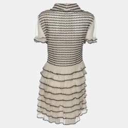 RED Valentino Cream/Black Lace Knit Mini Dress M