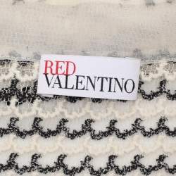 RED Valentino Cream/Black Lace Knit Mini Dress M